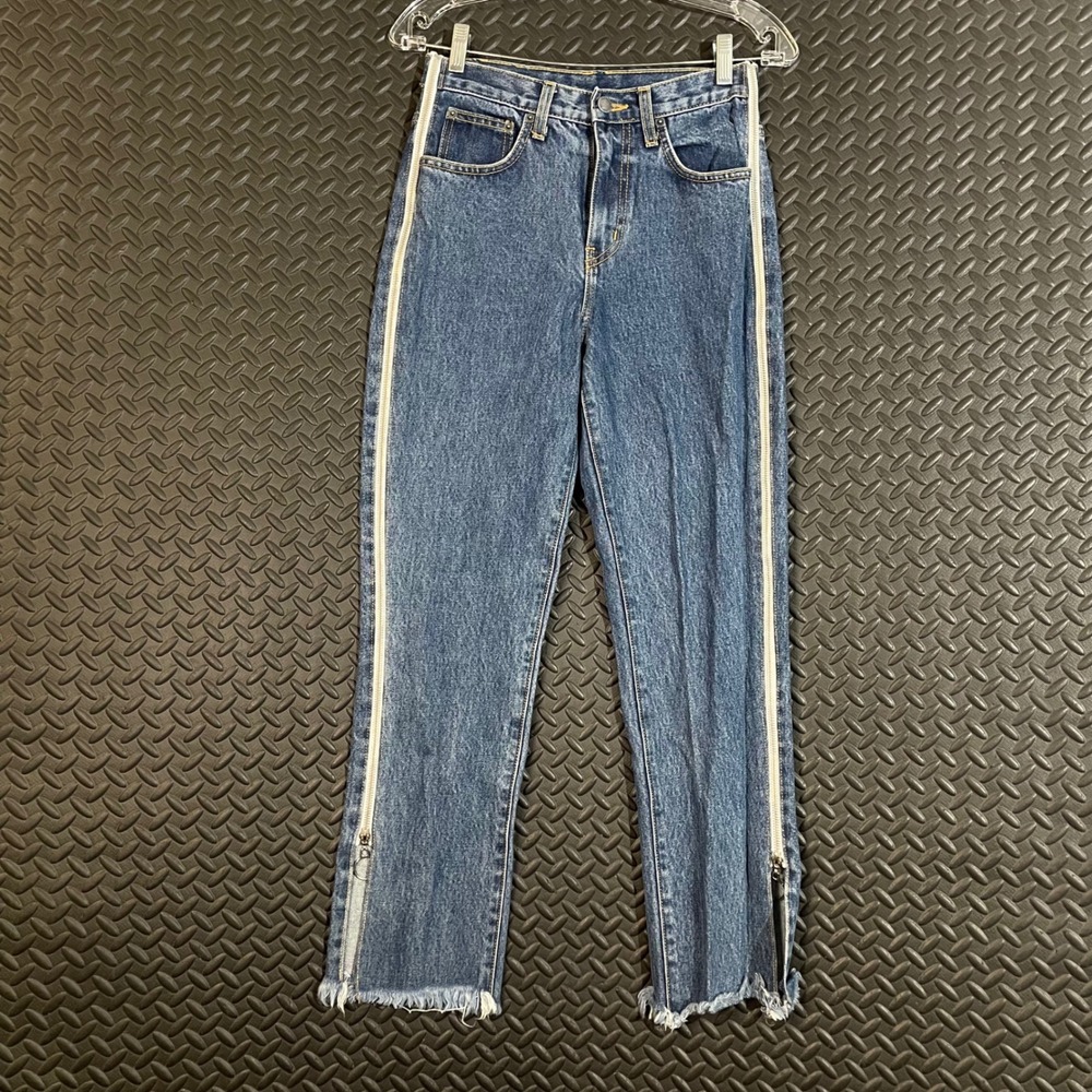 Carmar Los Angeles Blue Decorative Side Zipper‎ Raw Hem Denim Jeans Women's 25